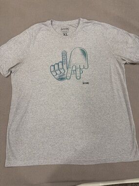 MT Heather Gray Tee with Teal Hand Graphic